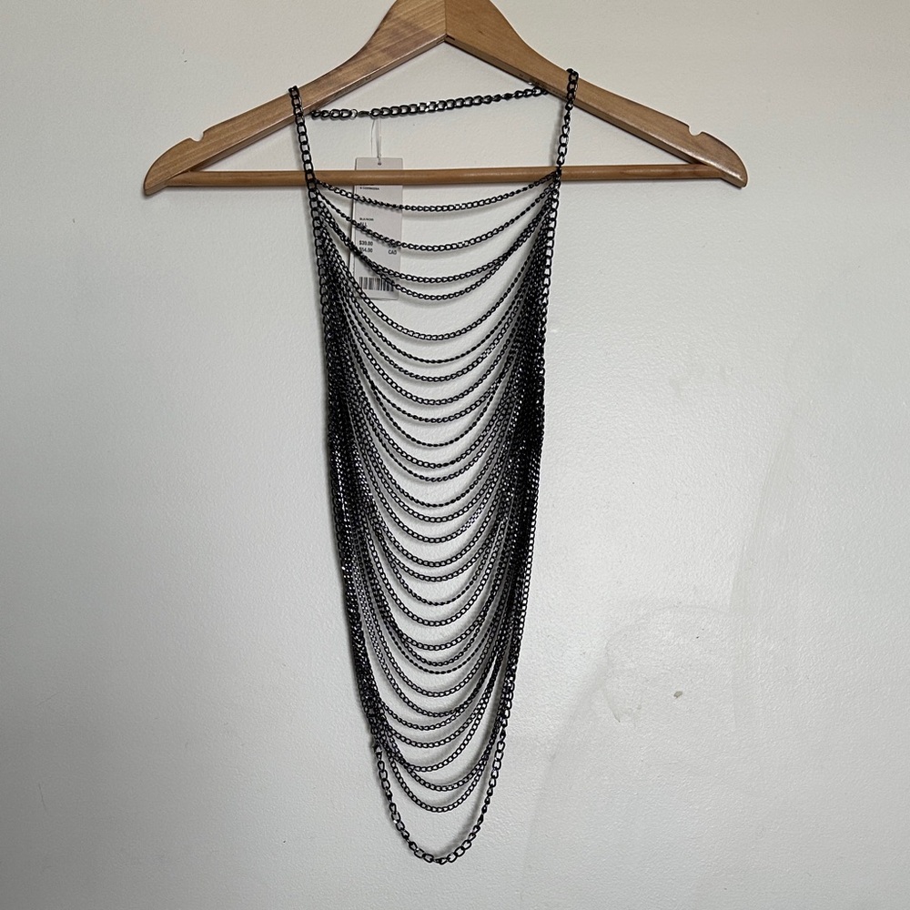 URBAN OUTFITTERS Cascading Black Chain Necklace - New With Tags